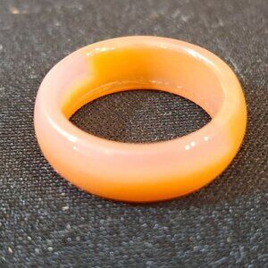Peach-Colored Jade Band Ring Size 7